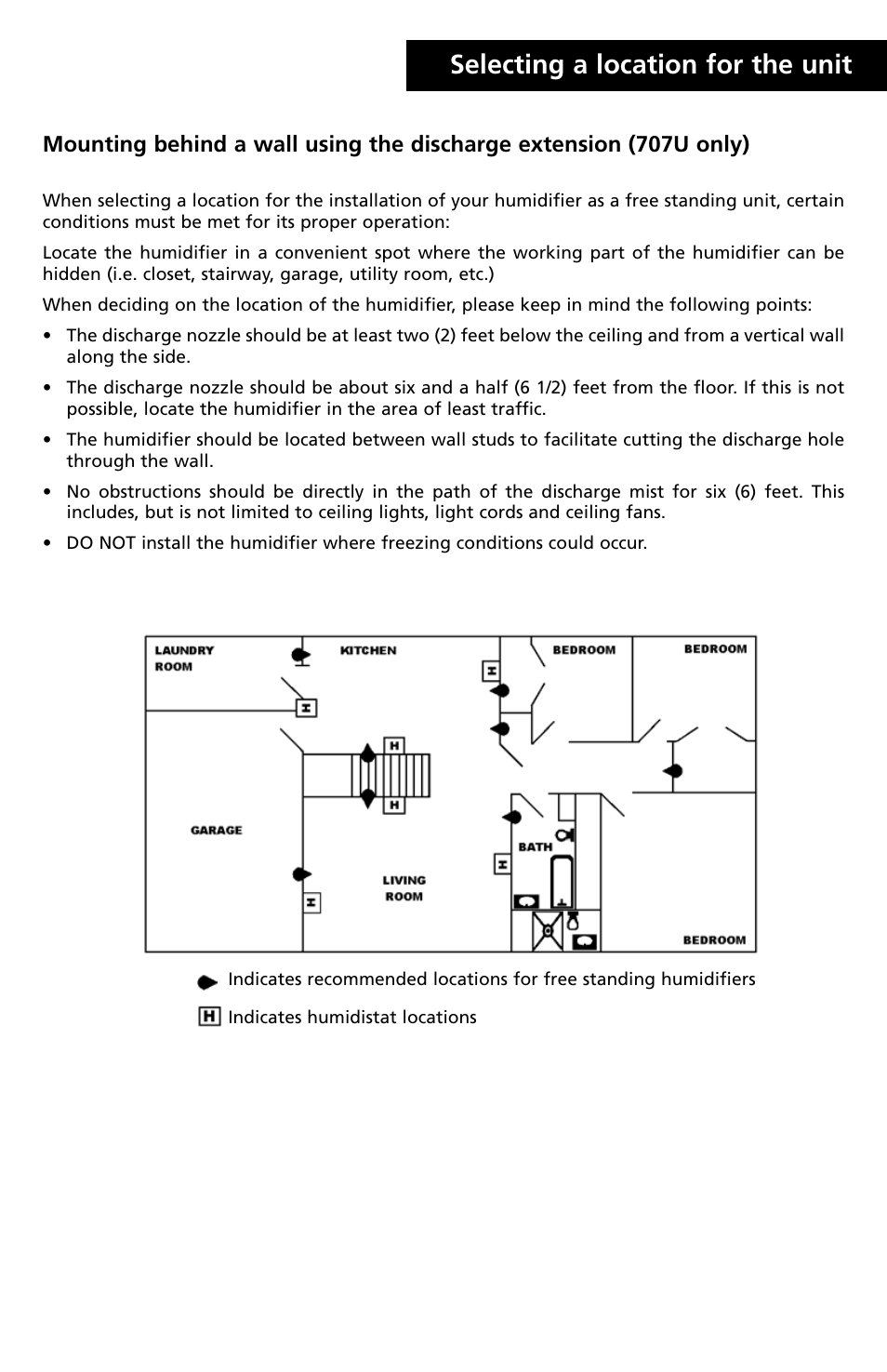 4selecting a location for the unit | Herrmidifier Co 707U-UK User Manual | Page 5 / 16