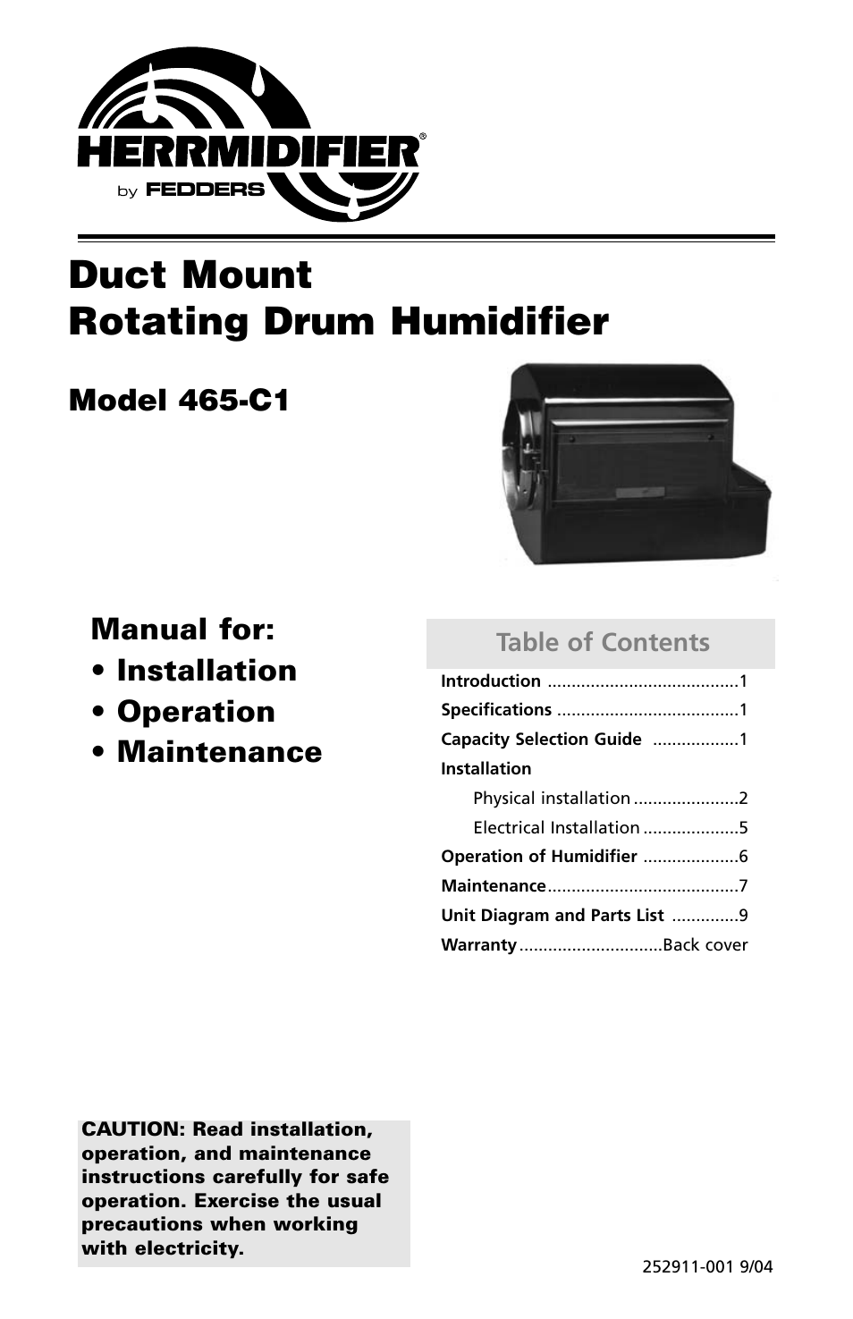 Herrmidifier Co 465-C1 User Manual | 12 pages