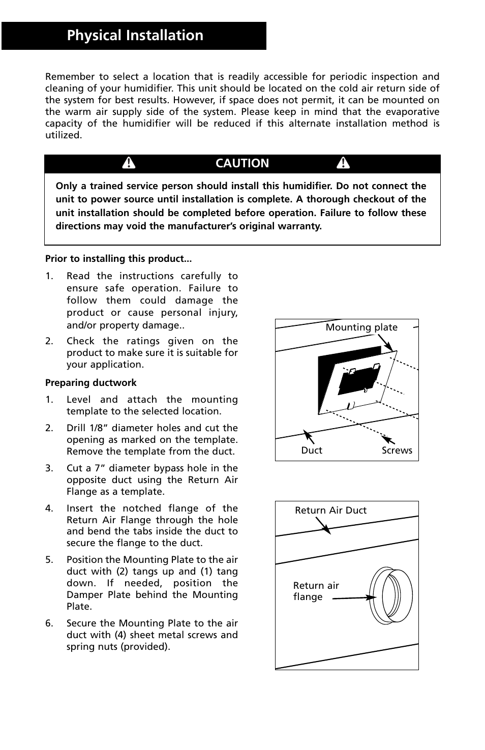 2physical installation, Caution | Herrmidifier Co 465-C1 User Manual | Page 3 / 12