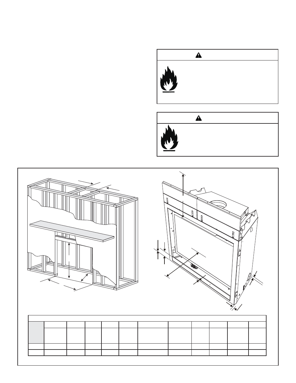 Warning, B. constructing the appliance chase, C. clearances | Heat & Glo Fireplace 6000GCF-IPILP User Manual | Page 8 / 57