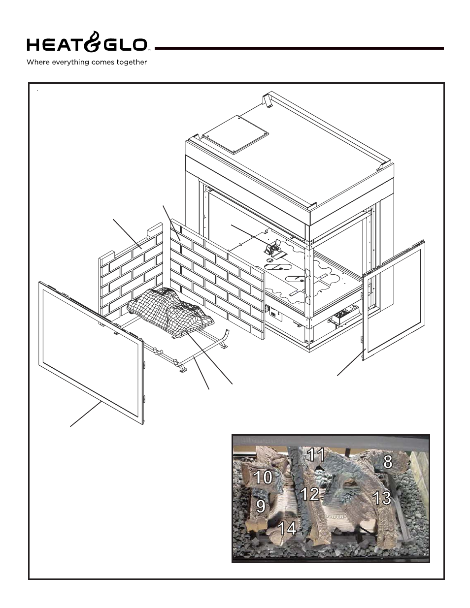 Rcor-hv-ipi, Service parts | Heat & Glo Fireplace RCOR-HV-IPI User Manual | Page 10 / 45