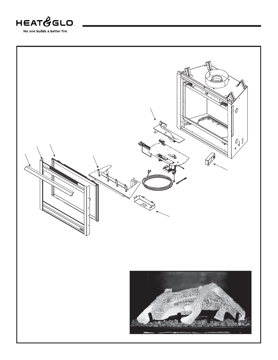 Sl-550tv-ipi-e, Log set assembly | Heat & Glo Fireplace SL-550TV-IPI-E User Manual | Page 40 / 47