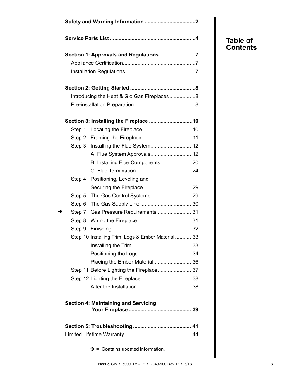 Heat & Glo Fireplace 6000TRS-CE User Manual | Page 3 / 45