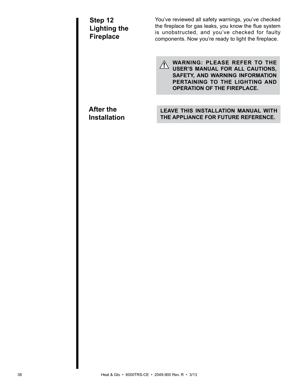 Heat & Glo Fireplace 6000TRS-CE User Manual | Page 38 / 45