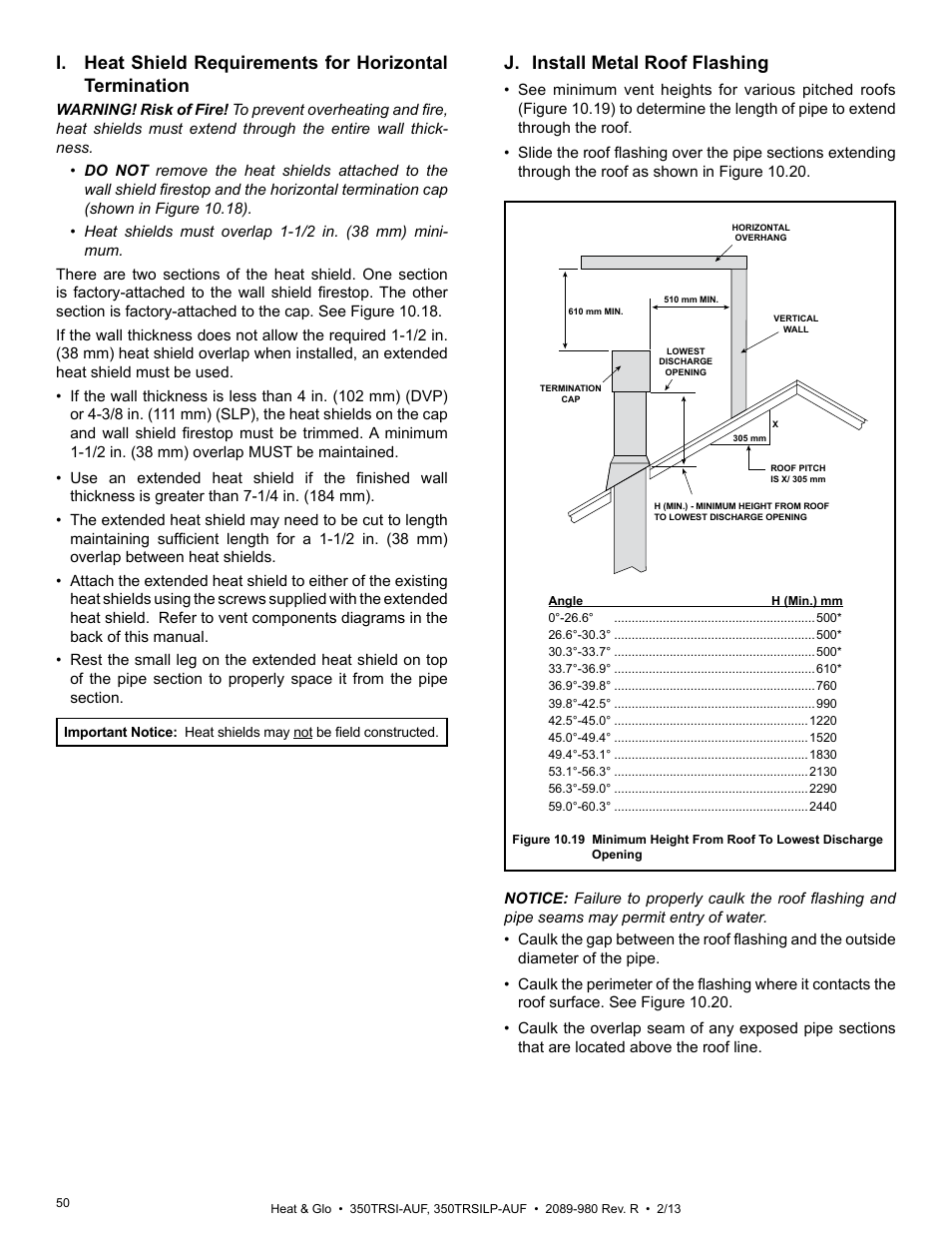 J. install metal roof flashing | Heat & Glo Fireplace Heat & Glo 350TRSILP-AUF User Manual | Page 50 / 80