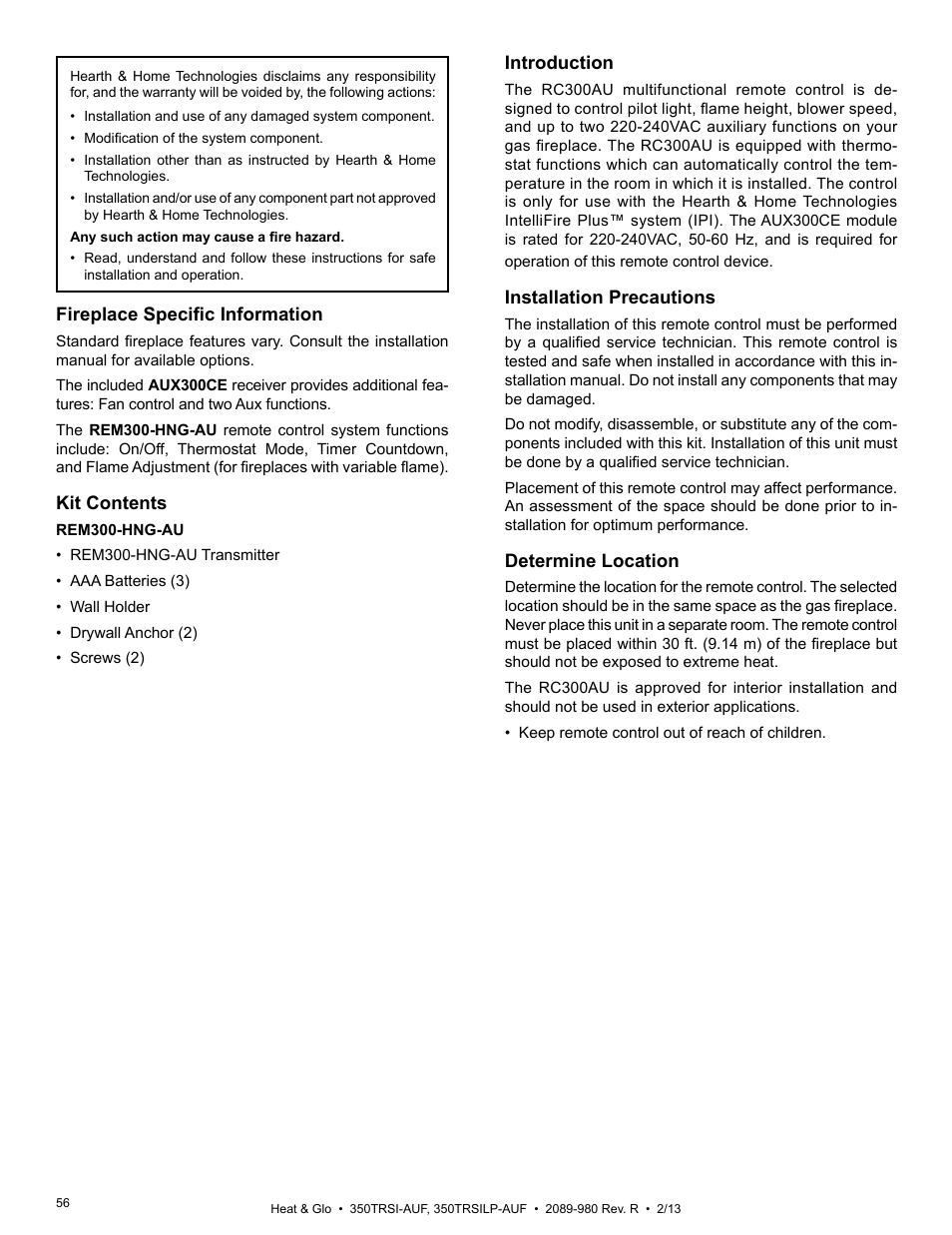 Heat & Glo Fireplace Heat & Glo 350TRSILP-AUF User Manual | Page 56 / 80