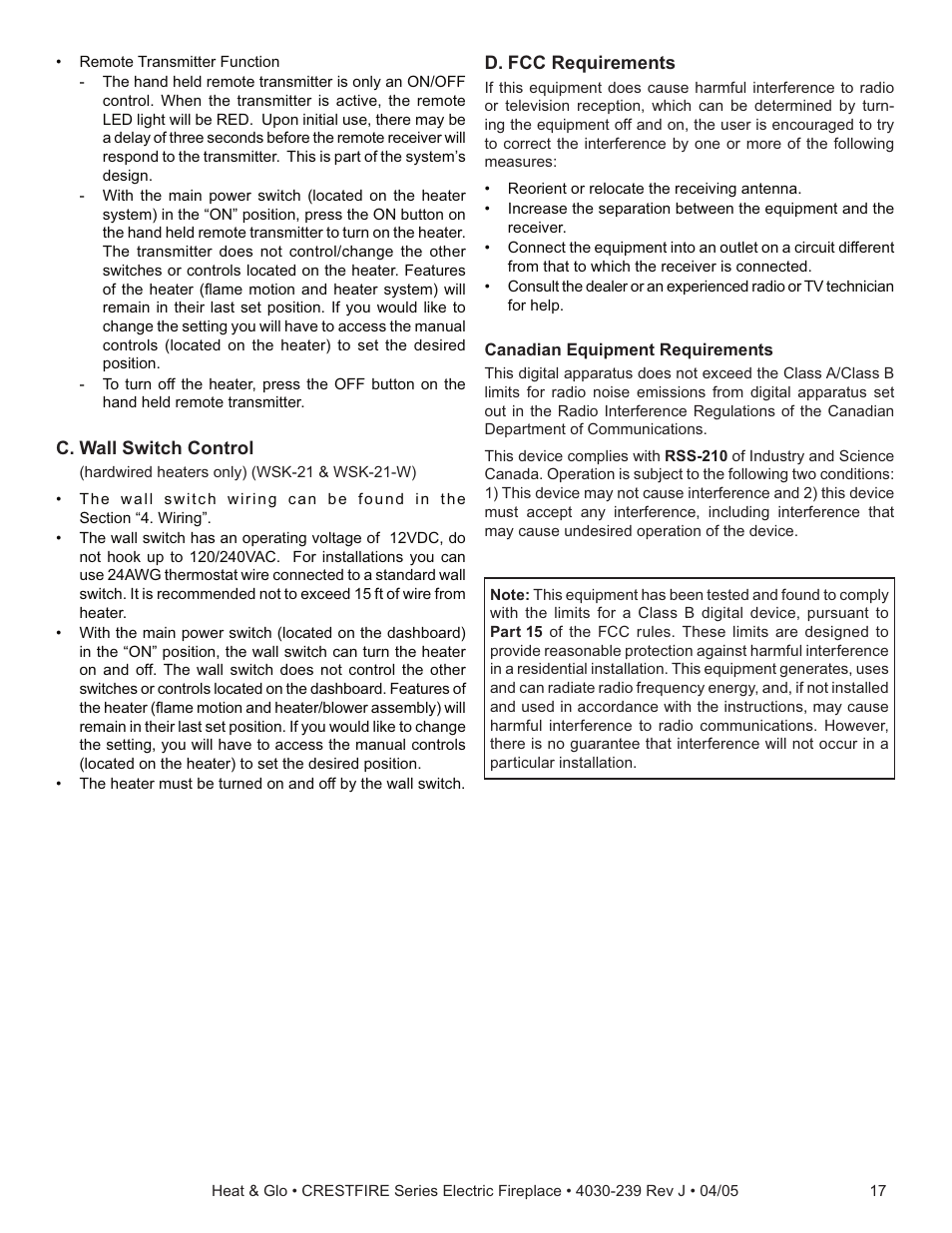 Heat & Glo Fireplace CRESTFIRE CF550EV User Manual | Page 17 / 26