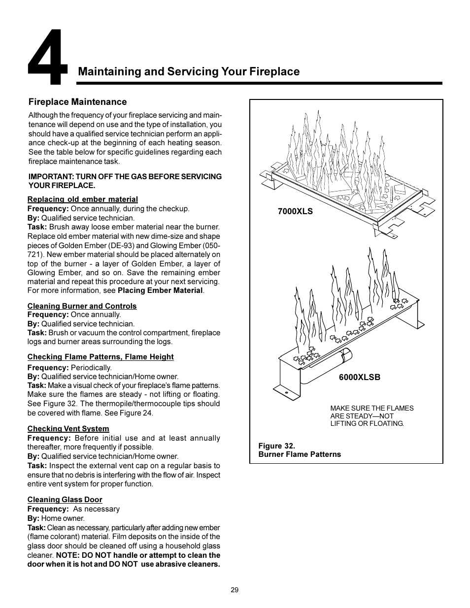 Section 4: maintaining & servicing, Maintaining and servicing your fireplace | Heat & Glo Fireplace 7000XLS User Manual | Page 25 / 25