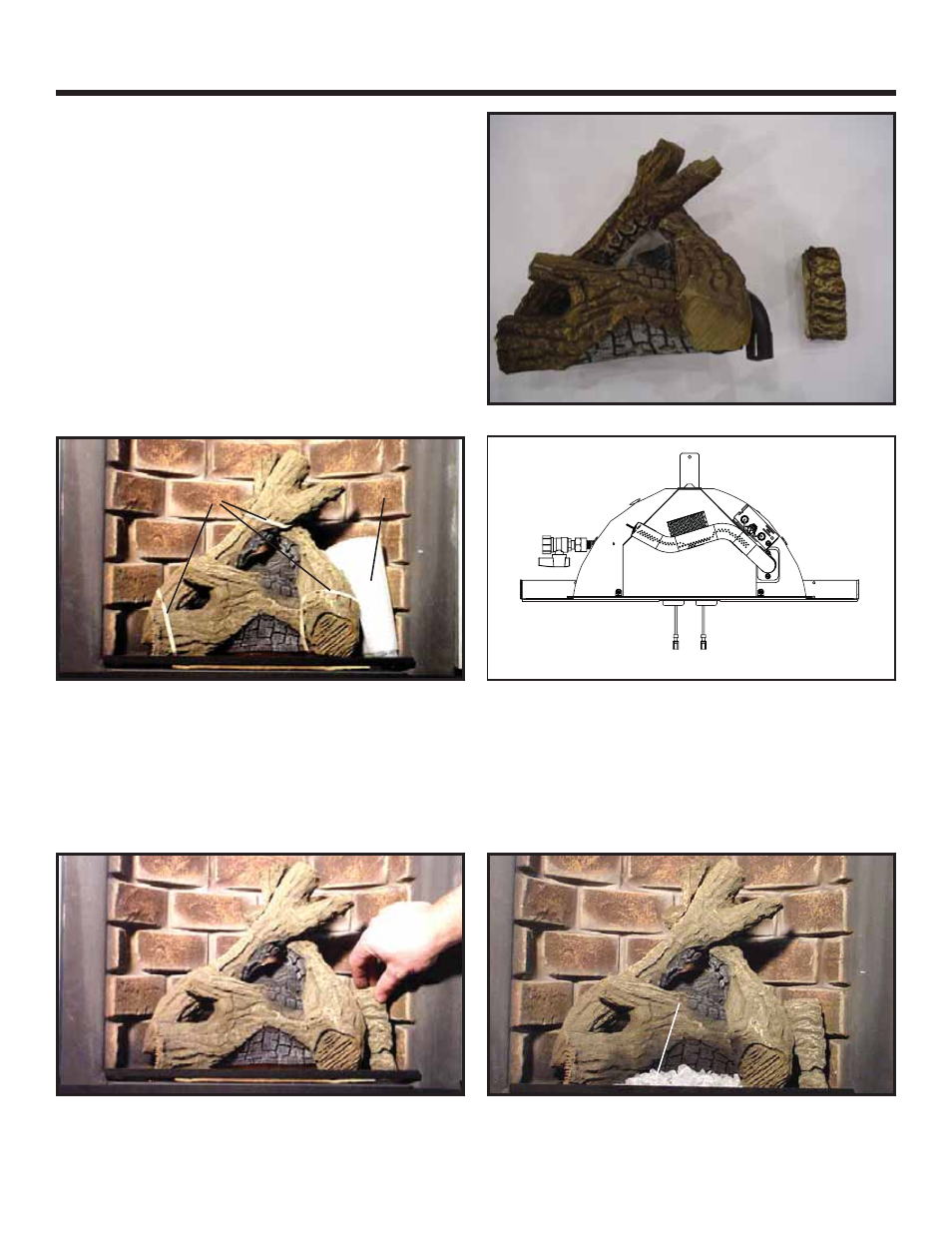 Log set assembly: logs-crescent ii, D. positioning the logs | Heat & Glo Fireplace CRESCENT II User Manual | Page 35 / 54