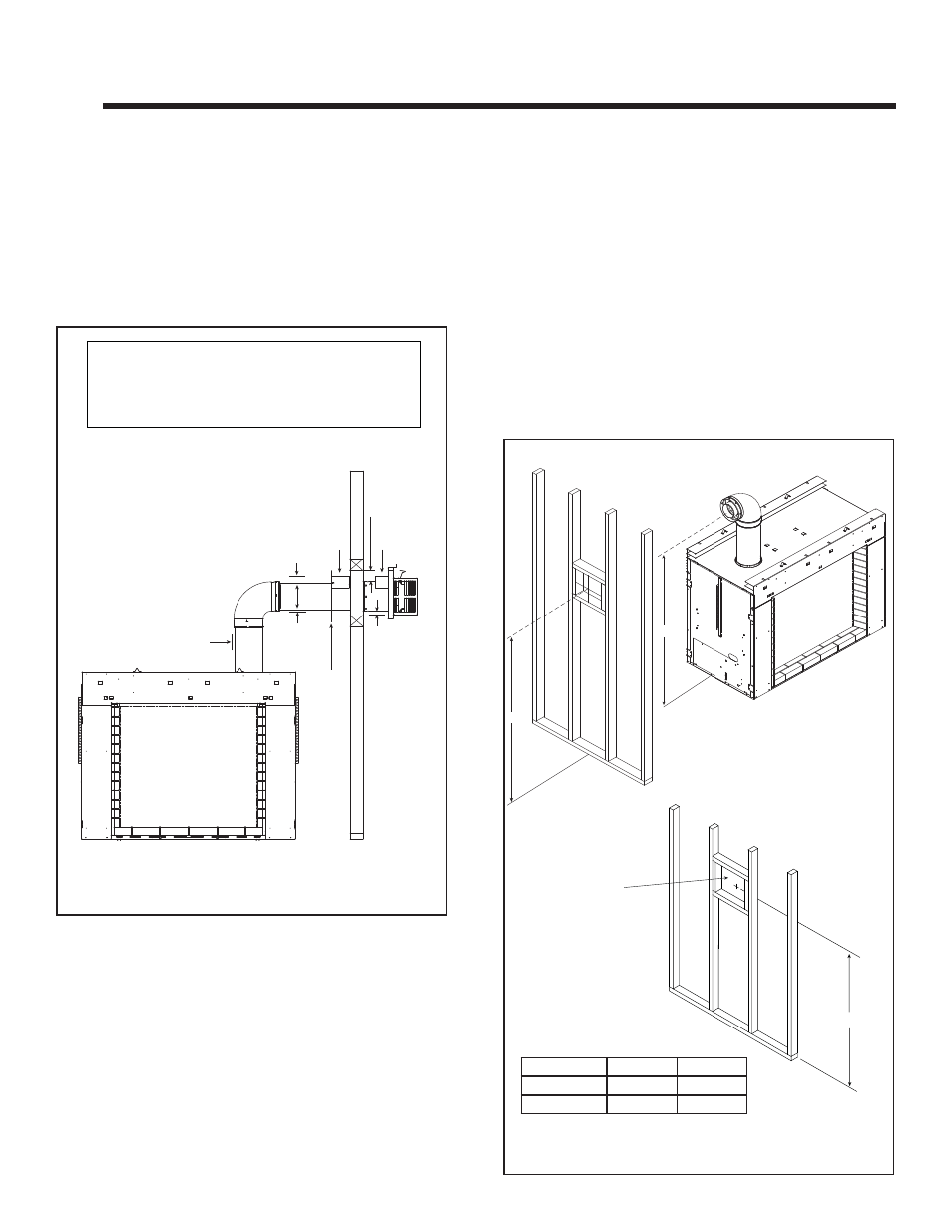 Vent clearances and framing, A. pipe clearances to combustibles, B. wall penetration framing | Heat & Glo Fireplace Heat & Glo Gas Fireplace ESC-42ST User Manual | Page 31 / 68