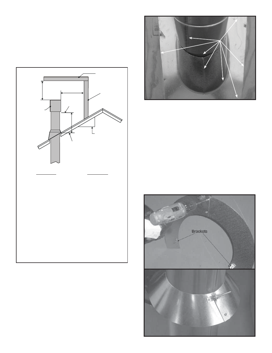 E. install metal roof flashing, F. assemble and install storm collar | Heat & Glo Fireplace Heat & Glo Gas Fireplace ESC-42ST User Manual | Page 39 / 68