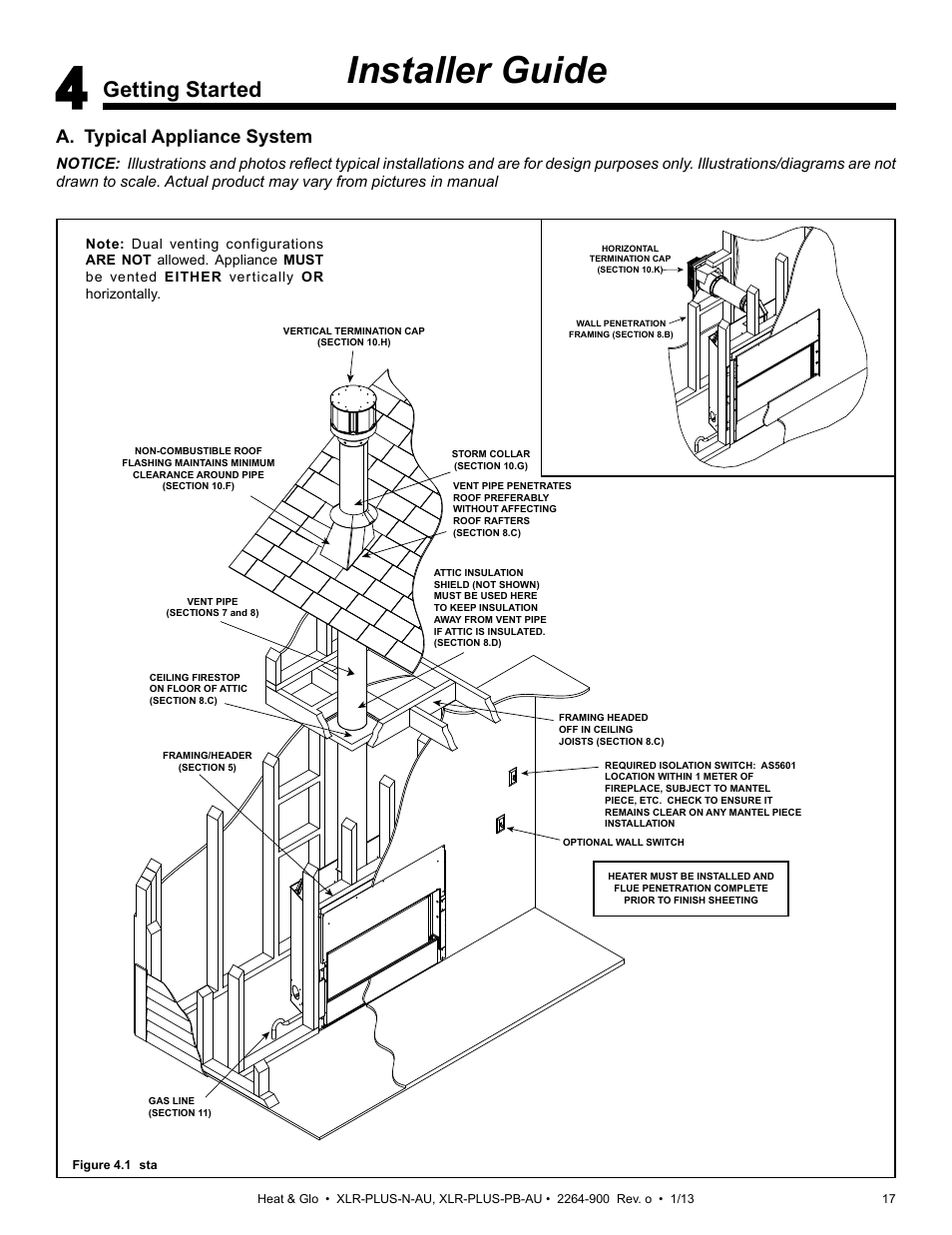 Installer guide, Getting started, A. typical appliance system | Heat & Glo Fireplace XLR-PLUS-PB-AU User Manual | Page 17 / 77
