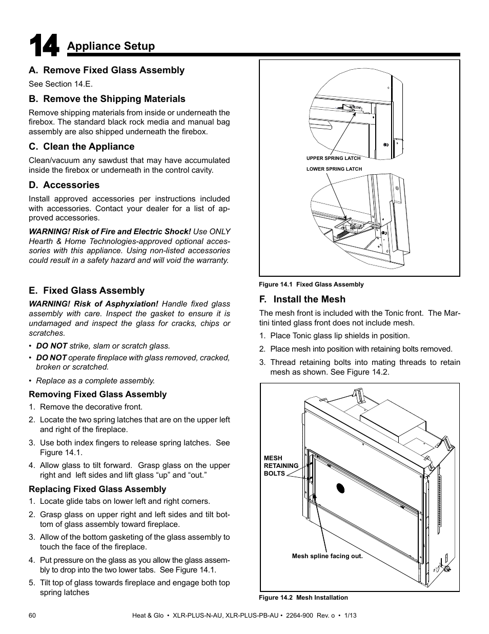 Appliance setup | Heat & Glo Fireplace XLR-PLUS-PB-AU User Manual | Page 60 / 77