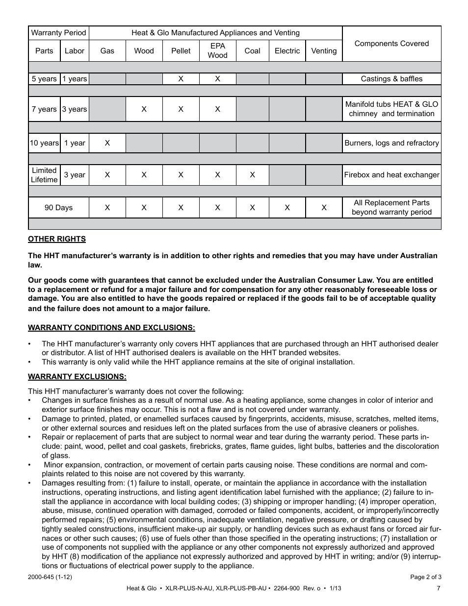 Heat & Glo Fireplace XLR-PLUS-PB-AU User Manual | Page 7 / 77