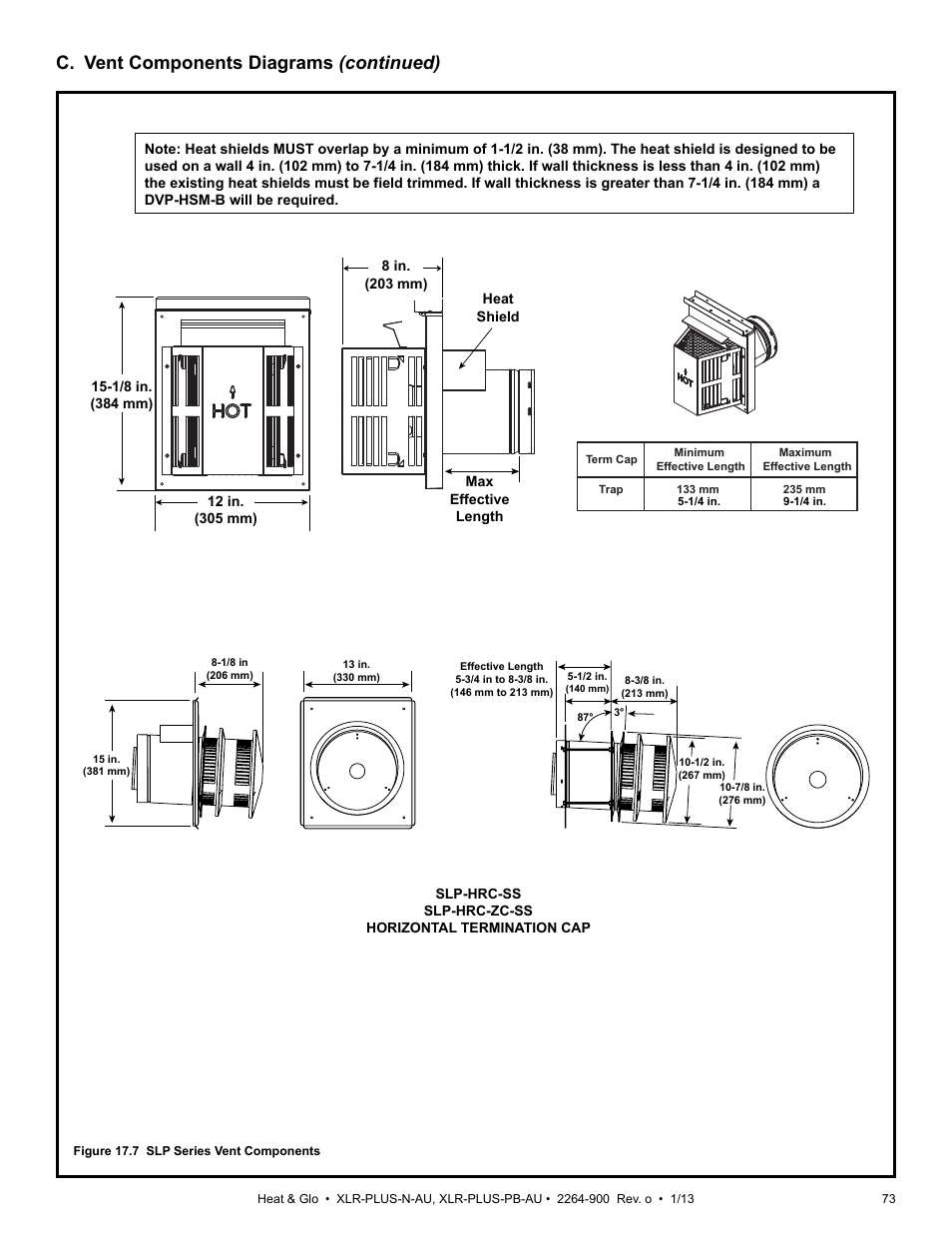 C. vent components diagrams (continued) | Heat & Glo Fireplace XLR-PLUS-PB-AU User Manual | Page 73 / 77