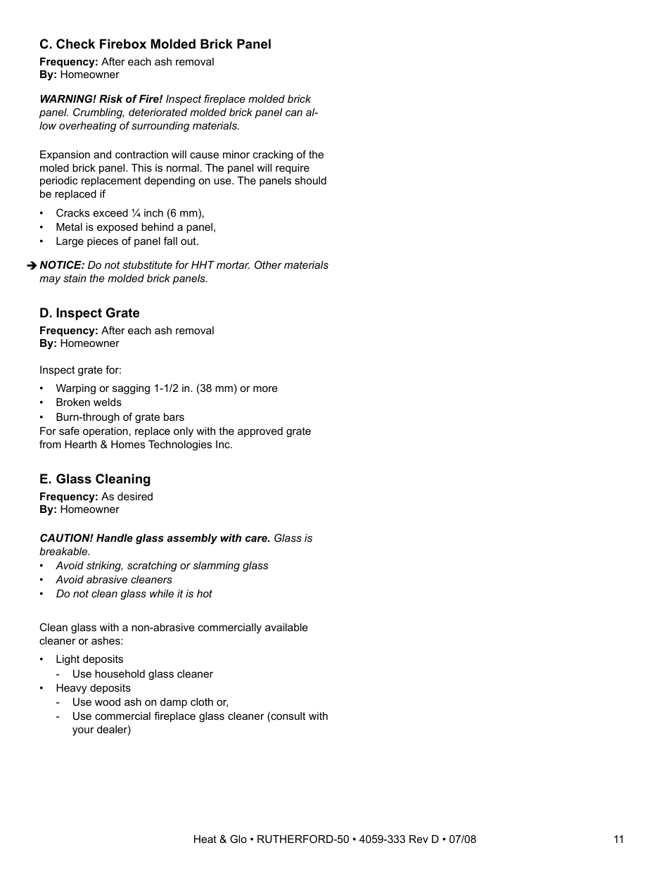 Heat & Glo Fireplace RUTHERFORD 50 User Manual | Page 11 / 48