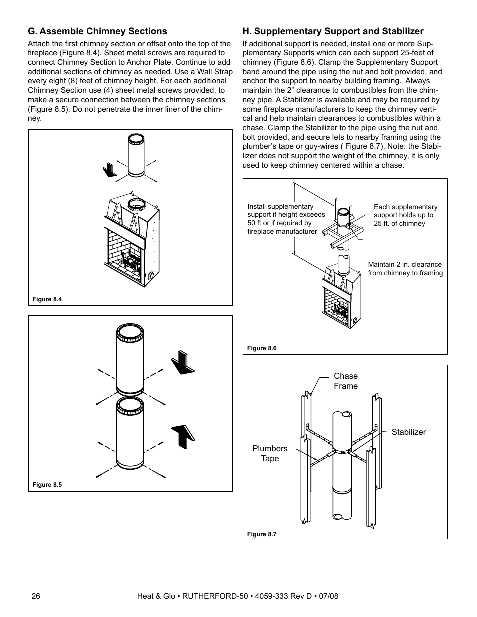 H. supplementary support and stabilizer | Heat & Glo Fireplace RUTHERFORD 50 User Manual | Page 26 / 48