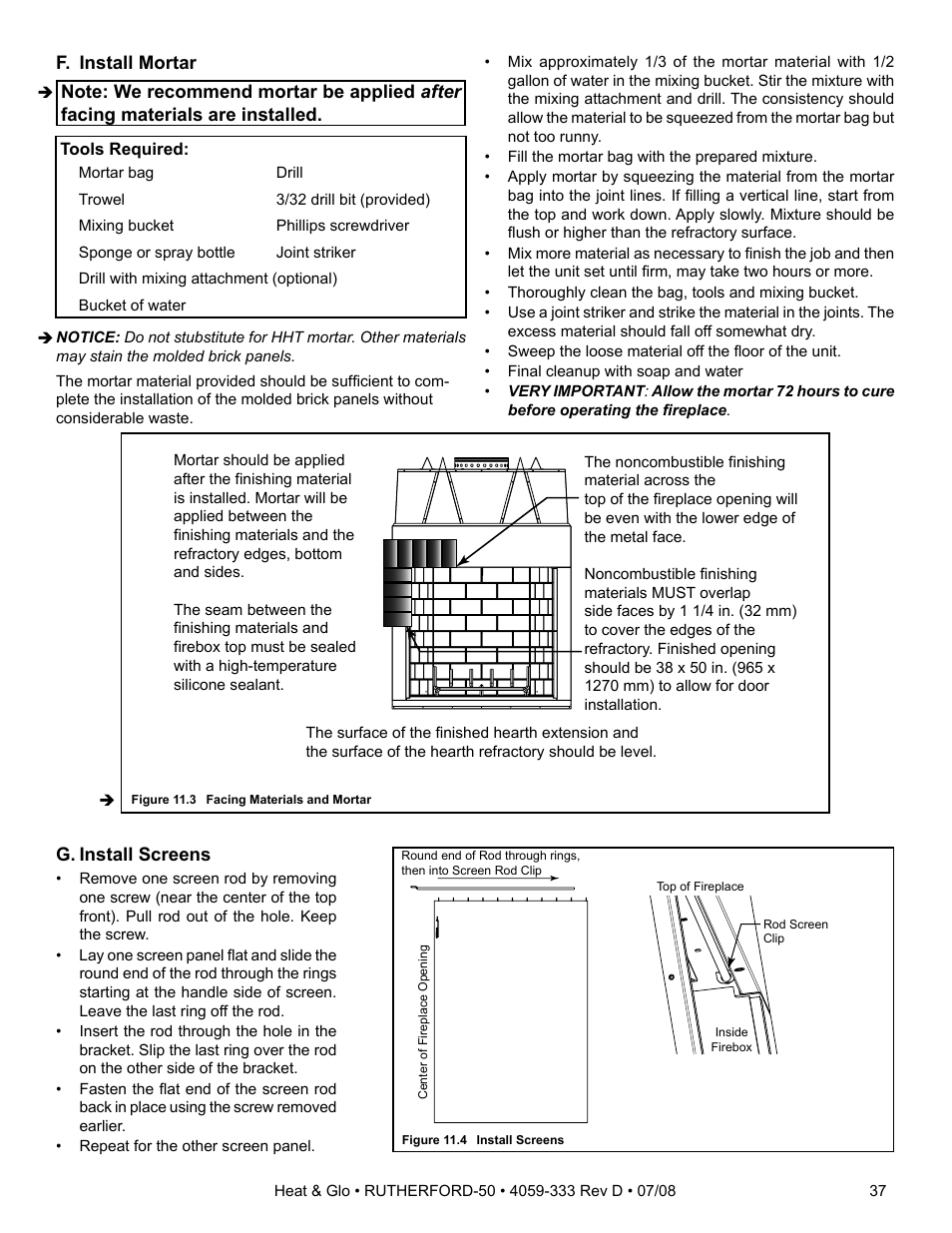 Heat & Glo Fireplace RUTHERFORD 50 User Manual | Page 37 / 48