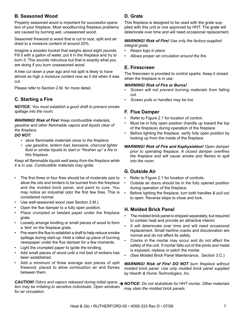 Heat & Glo Fireplace RUTHERFORD 50 User Manual | Page 7 / 48