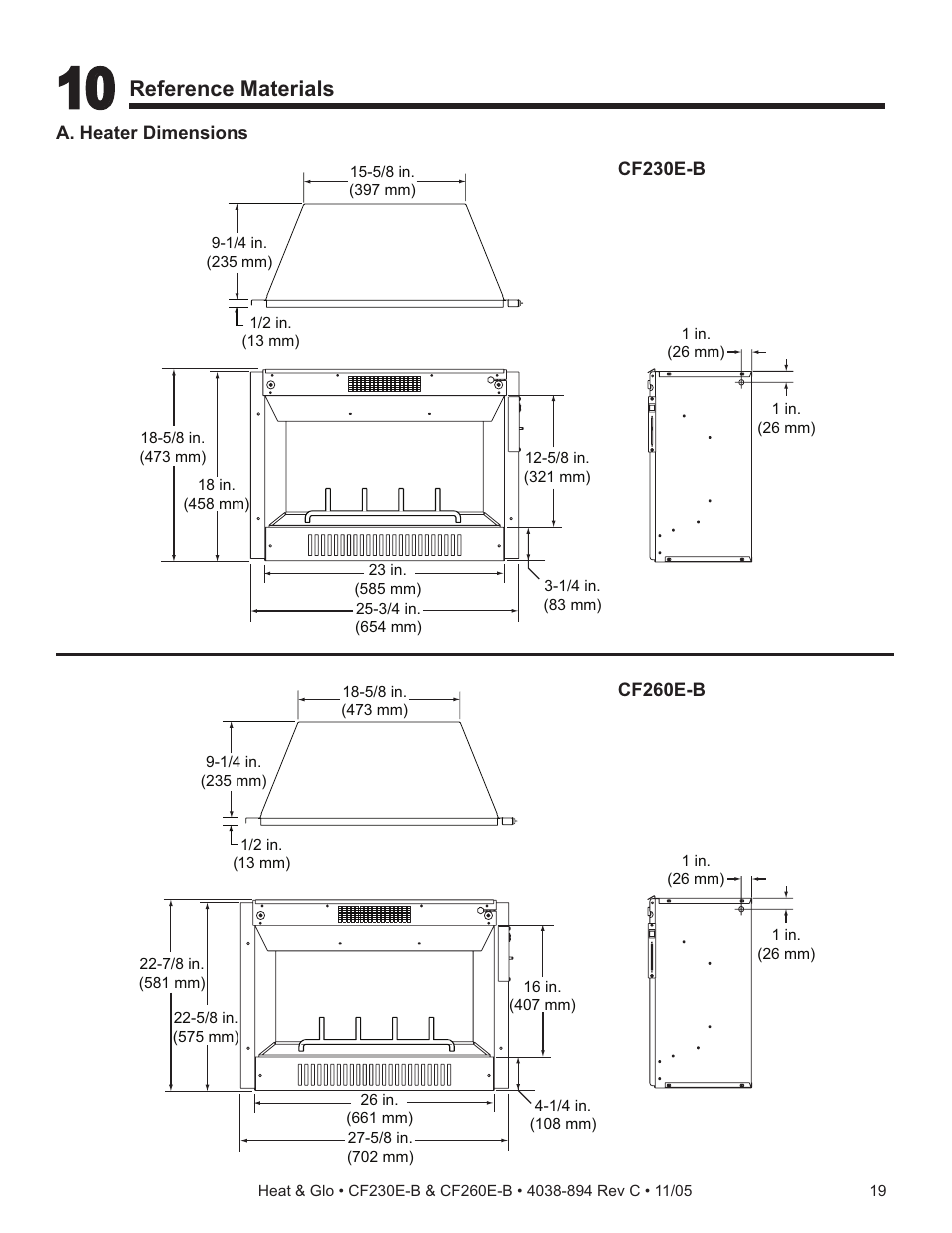 Reference materials | Heat & Glo Fireplace CF260E-B User Manual | Page 19 / 24