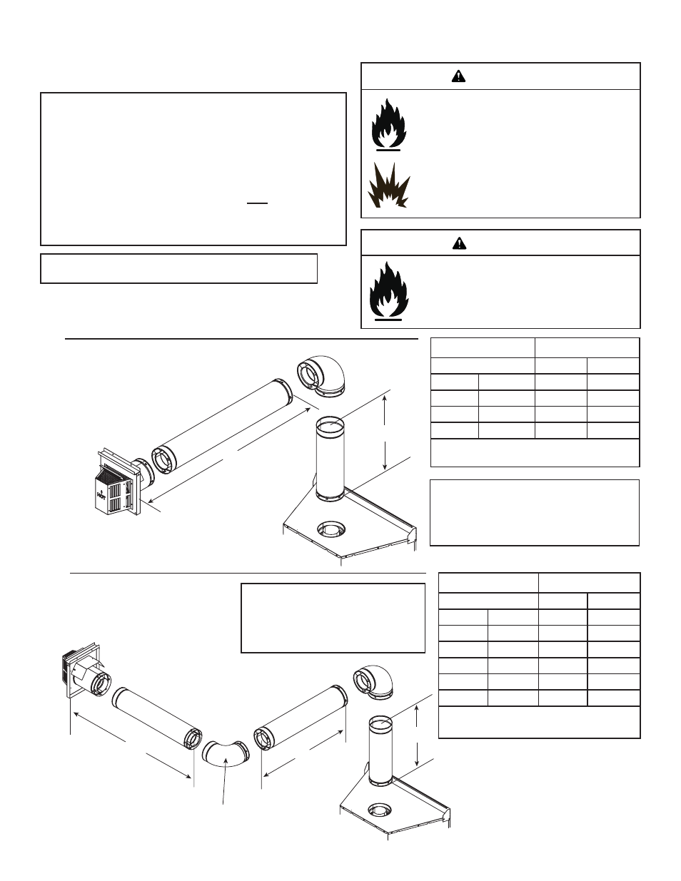 Warning, Top vent - horizontal termination, E. vent diagrams | Heat & Glo Fireplace Heat & Glo 6000GL-IPI-R User Manual | Page 24 / 67