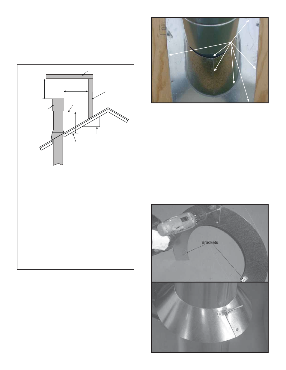 G. install metal roof flashing, H. assemble and install storm collar | Heat & Glo Fireplace Heat & Glo 6000GL-IPI-R User Manual | Page 43 / 67