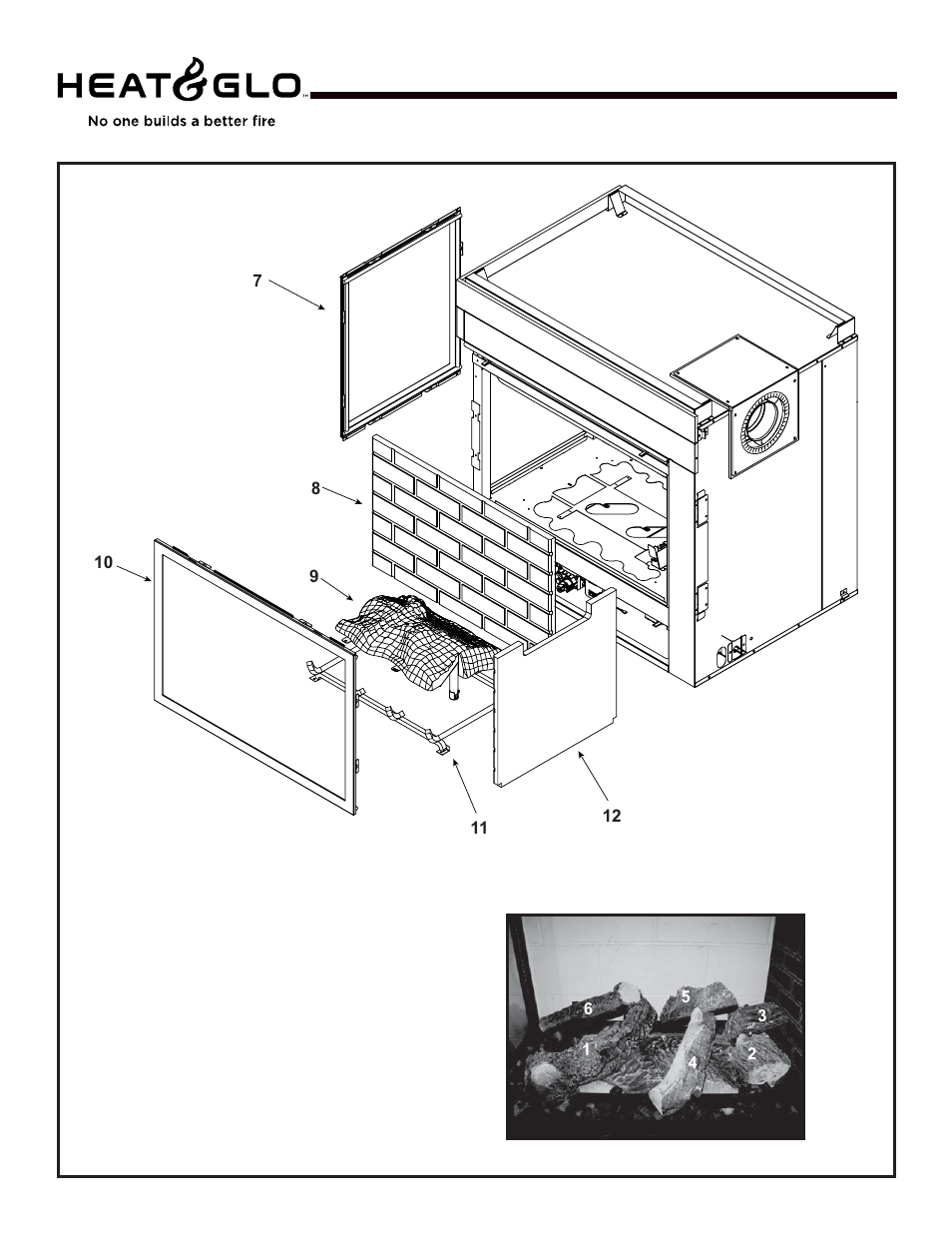 Lcor-hv-ipi, Service parts | Heat & Glo Fireplace LCOR-HV-IPI User Manual | Page 8 / 46