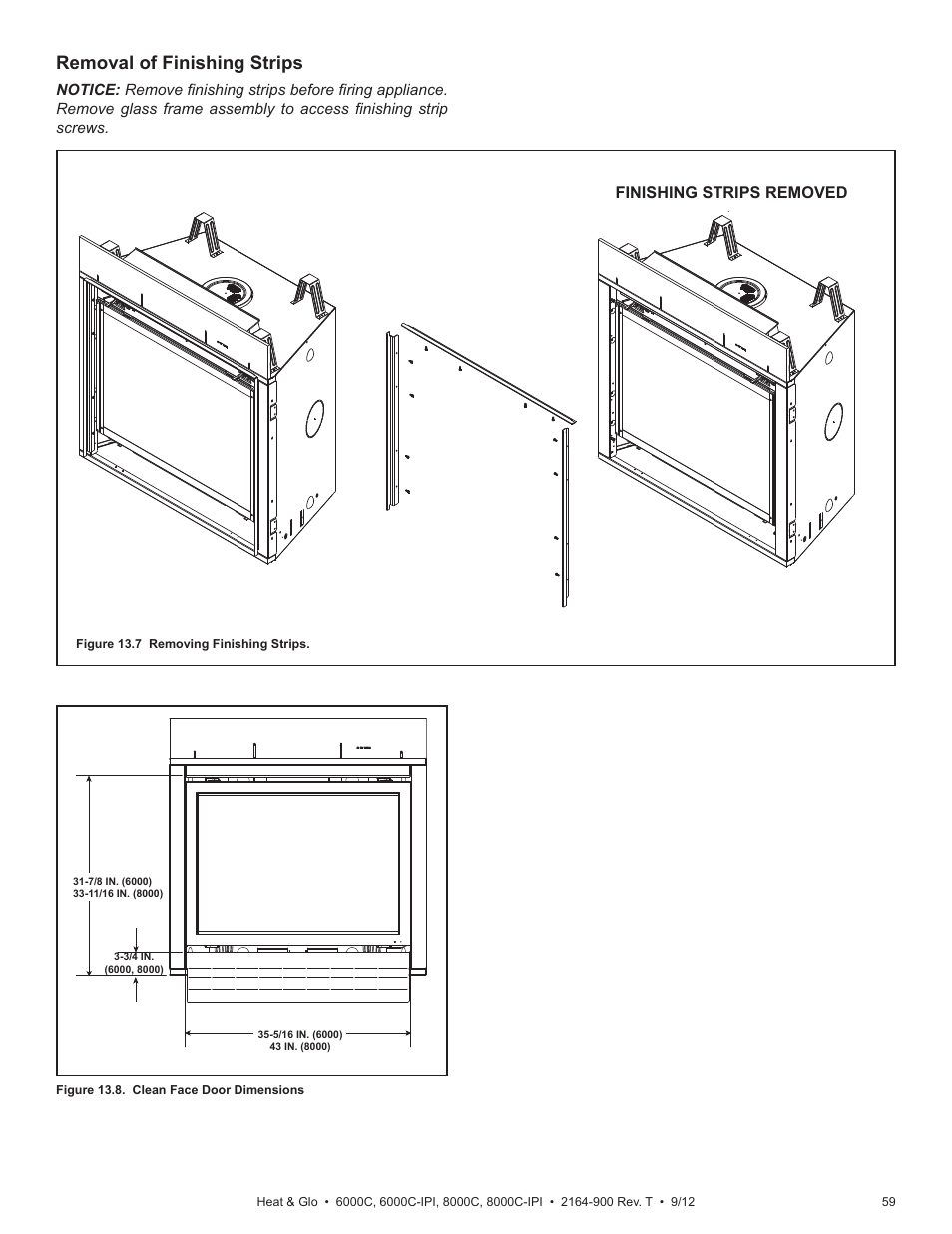 Removal of finishing strips, Finishing strips removed | Heat & Glo Fireplace Heat & Glo Fireplace 6000C User Manual | Page 59 / 86