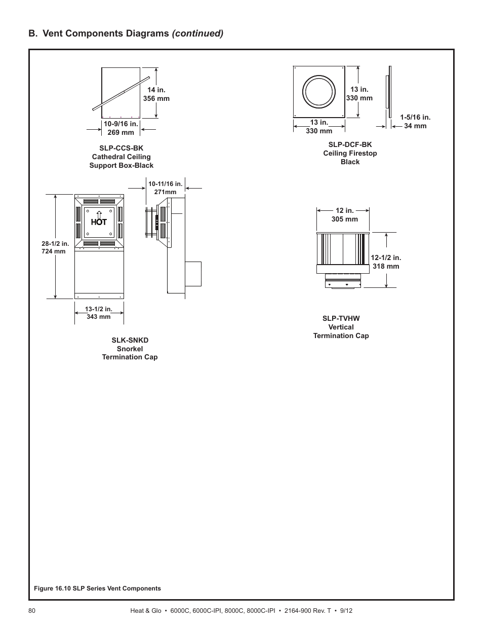 B. vent components diagrams (continued) | Heat & Glo Fireplace Heat & Glo Fireplace 6000C User Manual | Page 80 / 86