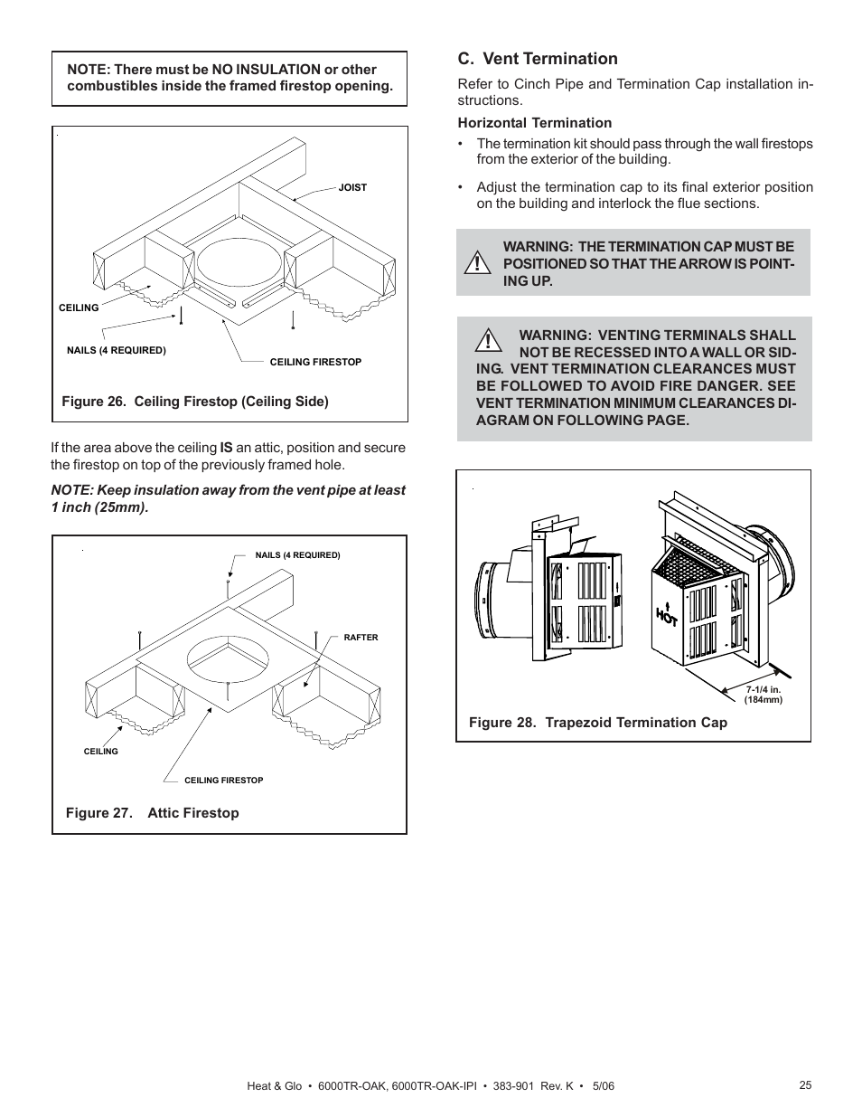 C. vent termination | Heat & Glo Fireplace 6000TR-OAK User Manual | Page 21 / 31