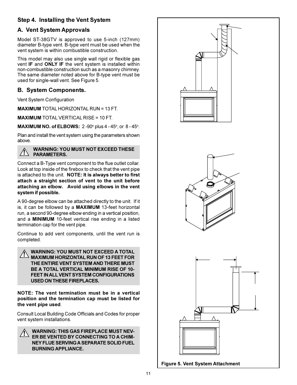 B. system components | Heat & Glo Fireplace ST-38GTV User Manual | Page 11 / 18