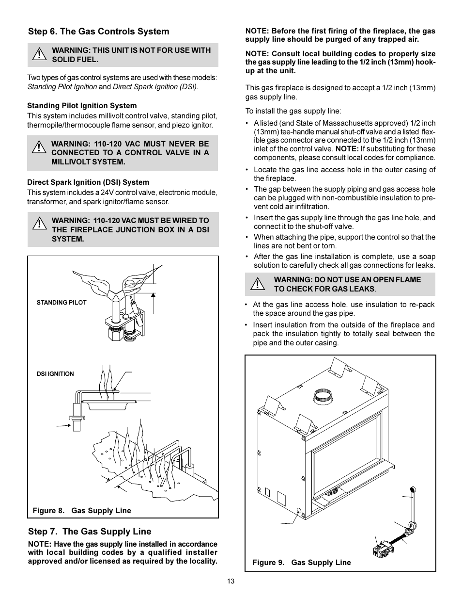 Step 7. the gas supply line, Step 6. the gas controls system | Heat & Glo Fireplace ST-38GTV User Manual | Page 13 / 18