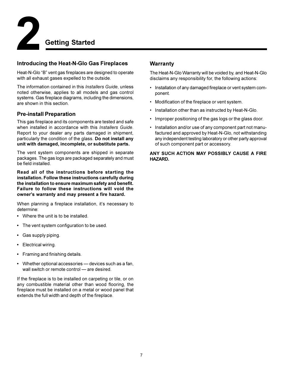 Section 2: getting started, Getting started | Heat & Glo Fireplace ST-38GTV User Manual | Page 7 / 18