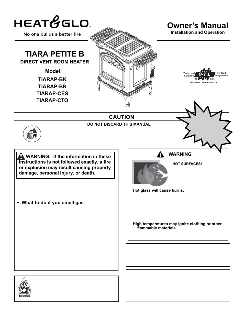 Heat & Glo Fireplace TIARAP-CES User Manual | 56 pages
