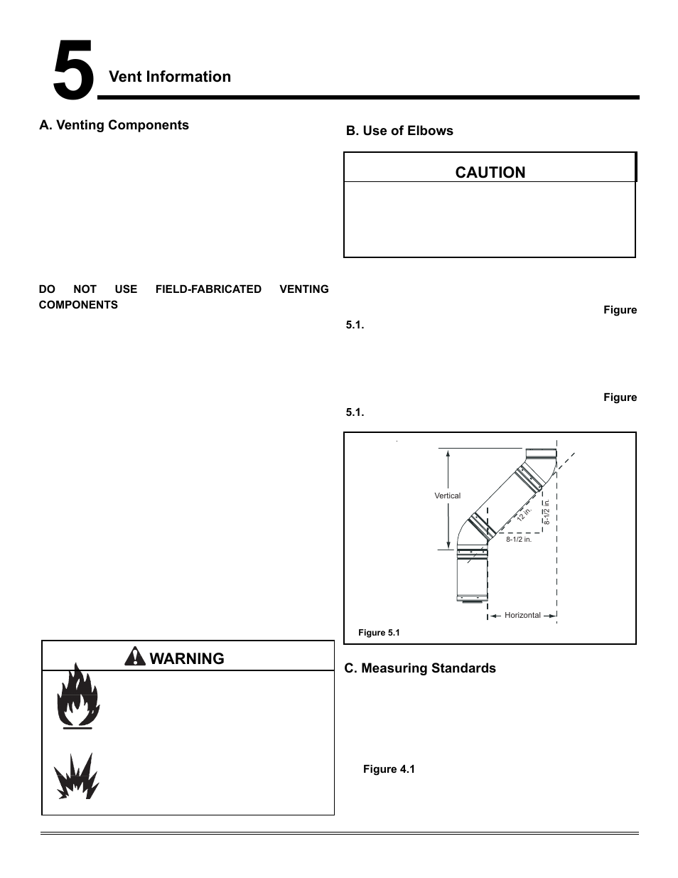 Vent information, Warning, Caution | Heat & Glo Fireplace TIARAP-CES User Manual | Page 10 / 56