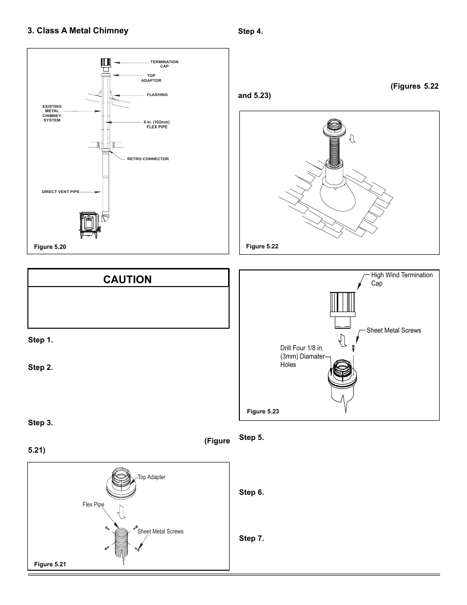 Caution, Class a metal chimney | Heat & Glo Fireplace TIARAP-CES User Manual | Page 19 / 56