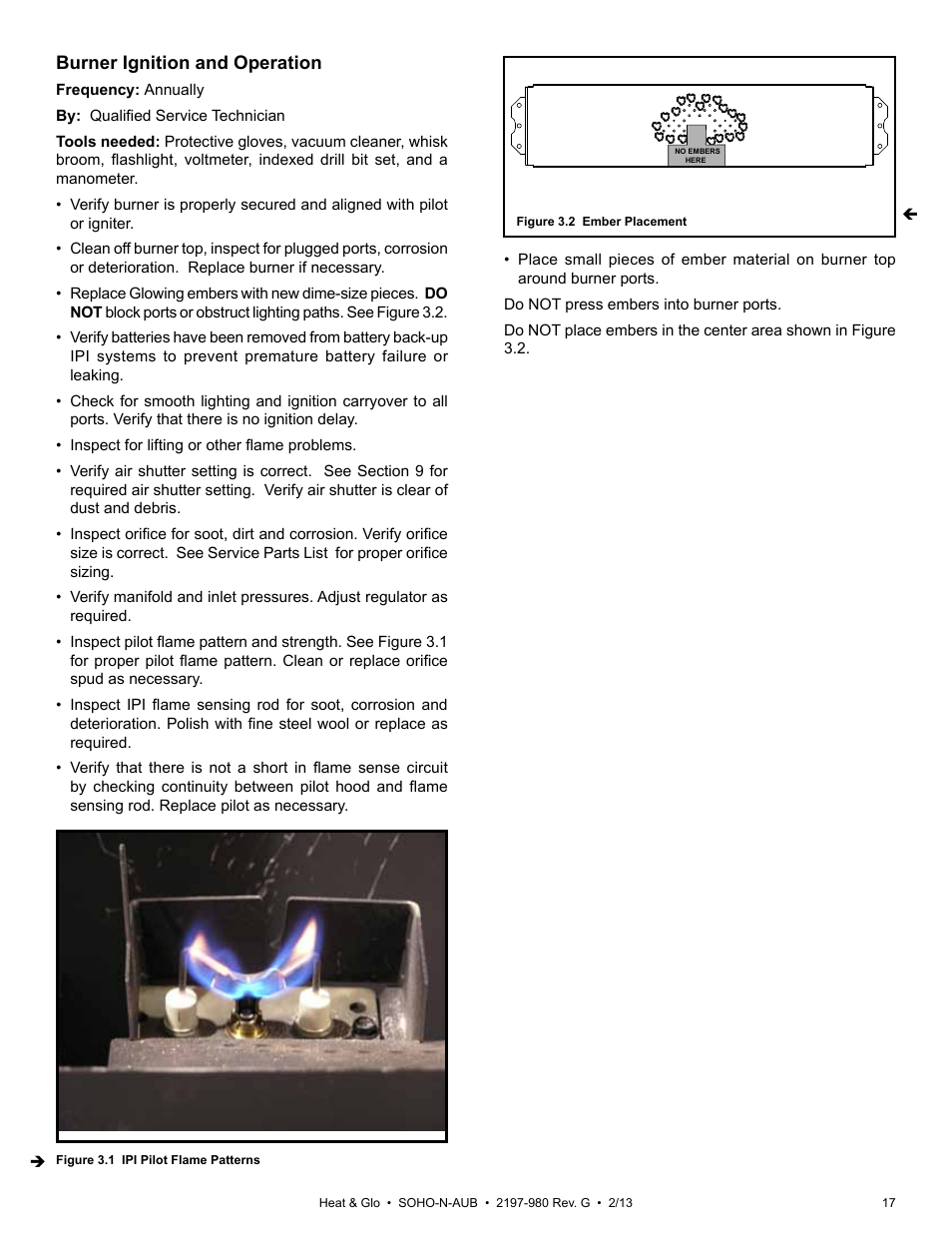 Burner ignition and operation | Heat & Glo Fireplace 2197-980 User Manual | Page 17 / 69