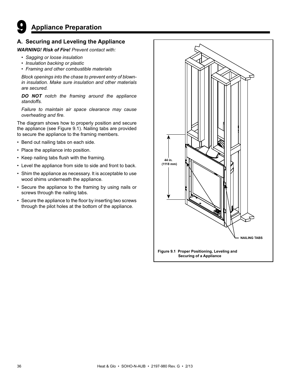 Appliance preparation | Heat & Glo Fireplace 2197-980 User Manual | Page 36 / 69