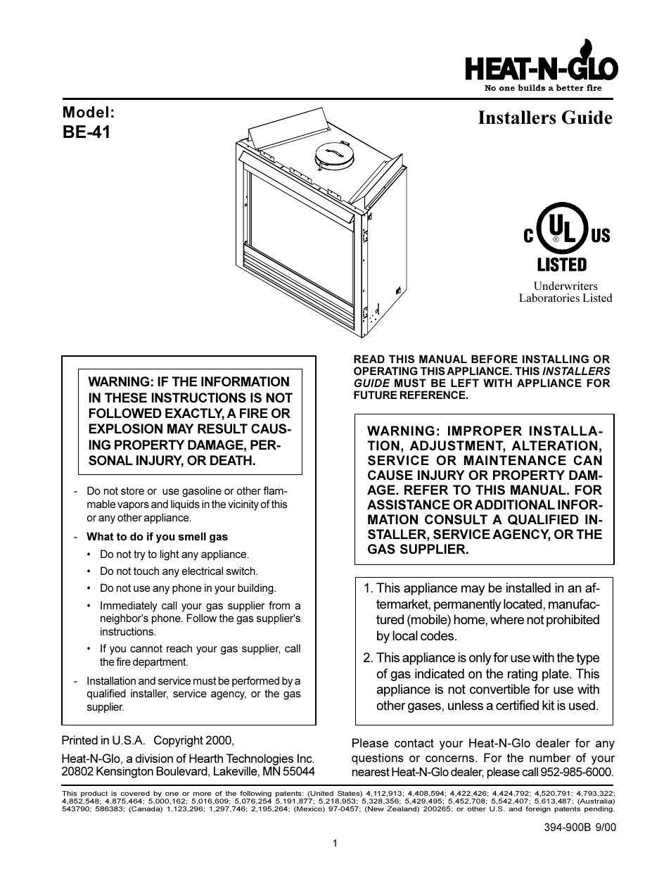 Heat & Glo Fireplace Heat-n- Glo BE-41 User Manual | 31 pages