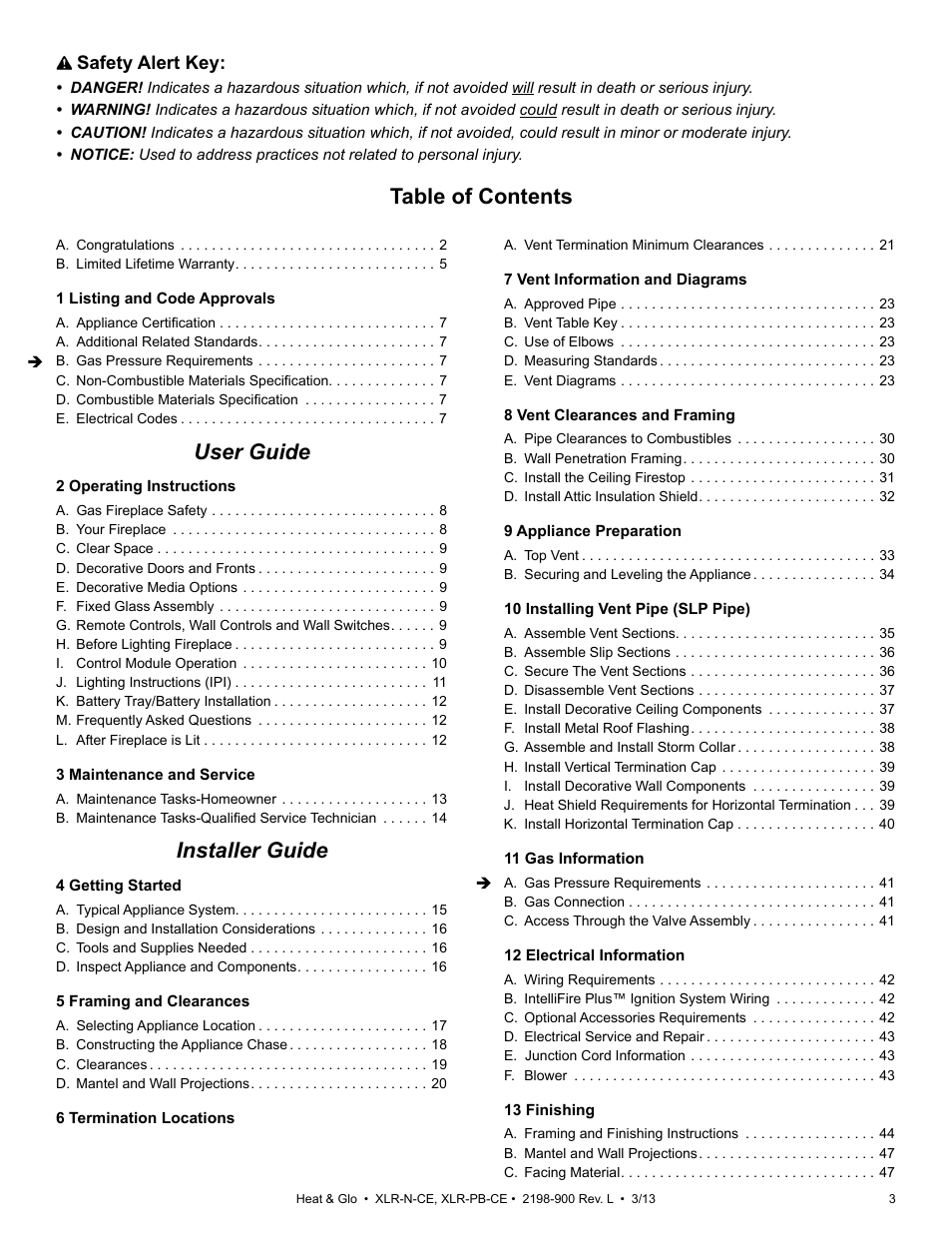 Heat & Glo Fireplace XLR-N-CE User Manual | Page 3 / 65