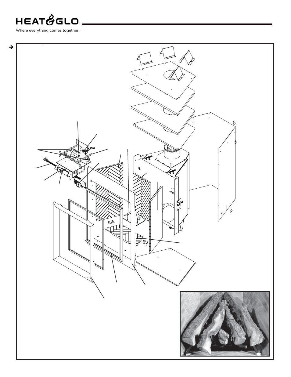 Service parts list, Everest, Service parts | Heat & Glo Fireplace EVEREST User Manual | Page 4 / 27