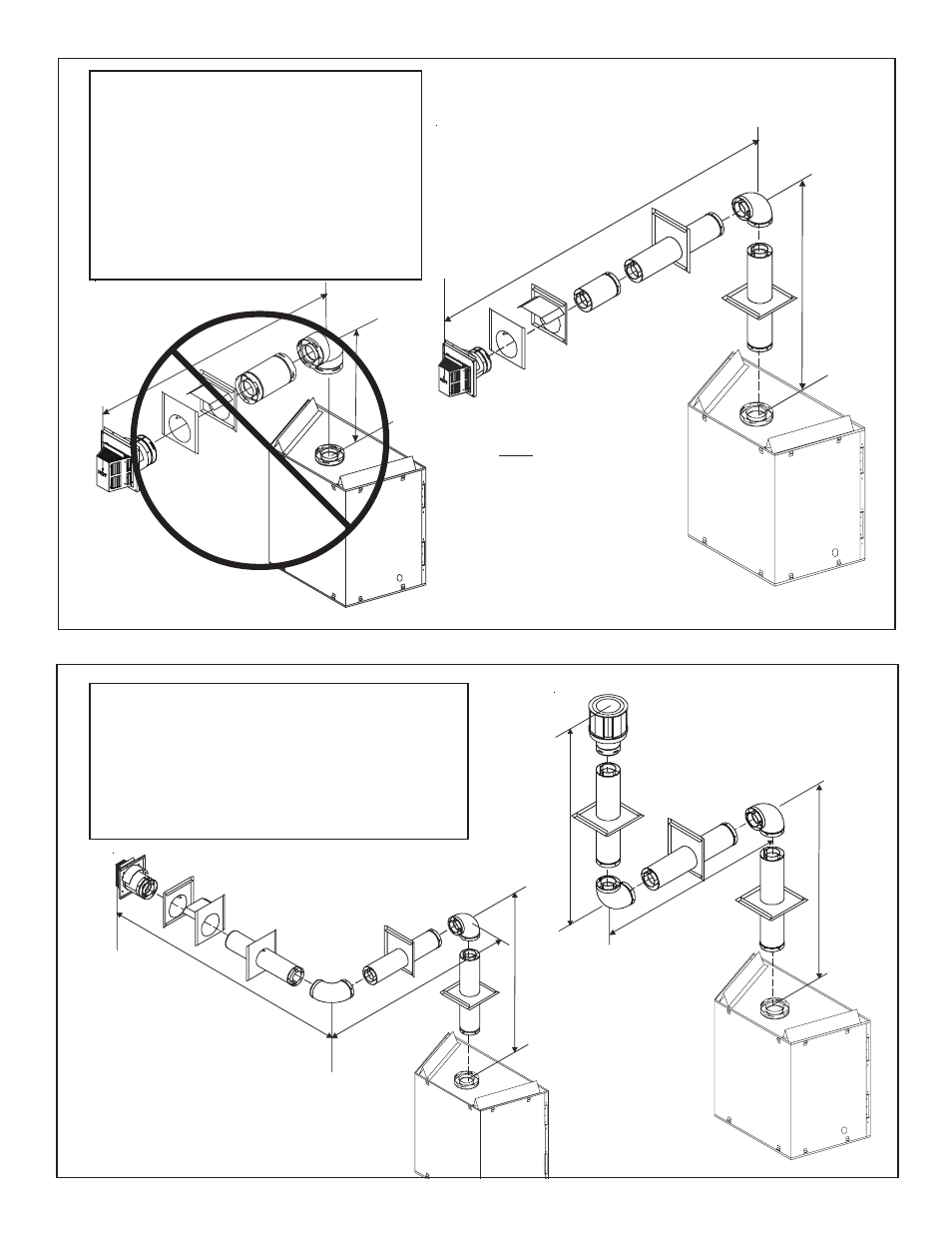 V ft. h + h, Ft.), Venting with two (2) 90 | Elbows | Heat & Glo Fireplace GEM42 User Manual | Page 15 / 29