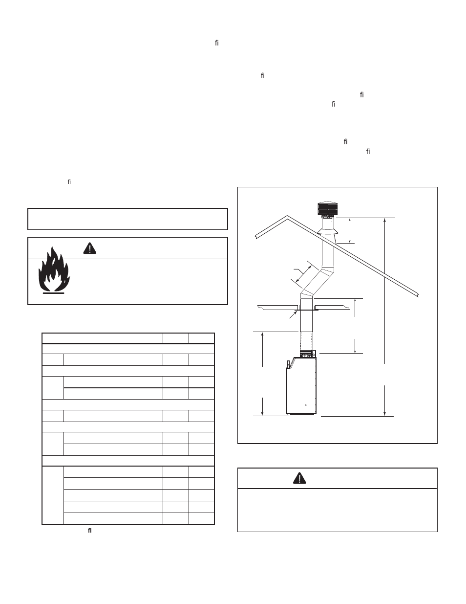 Caution, Warning, A. chimney requirements | Table 5.1 | Heat & Glo Fireplace EXCLAIM-36T-C User Manual | Page 17 / 46