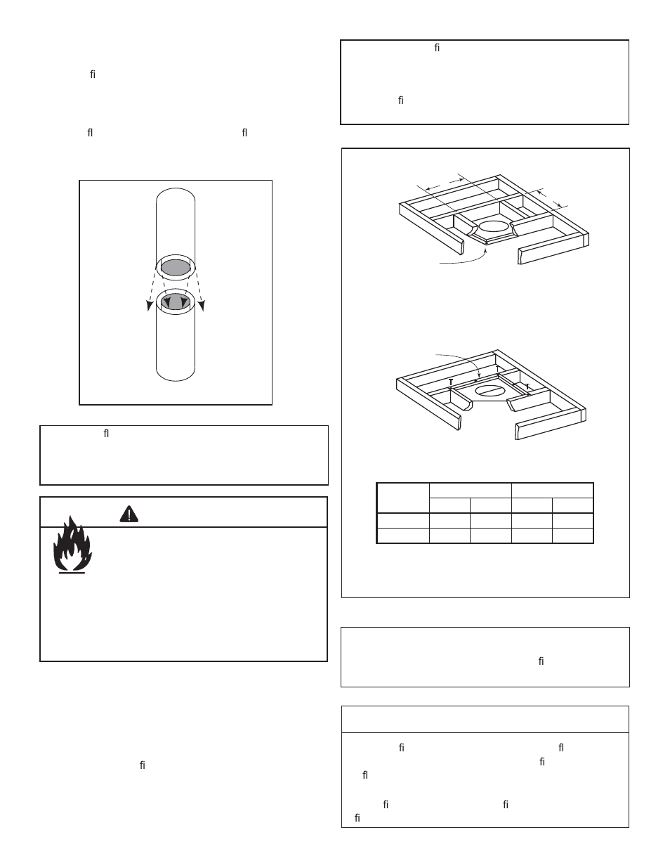 Caution, Warning, D. install the ceiling firestops | Heat & Glo Fireplace EXCLAIM-36T-C User Manual | Page 19 / 46