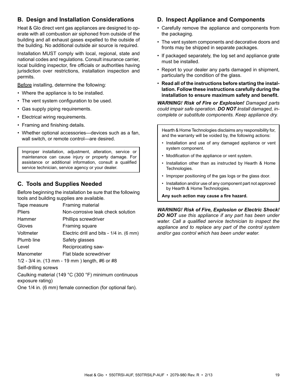 Heat & Glo Fireplace Heat & Glo 550TRSI-AUF User Manual | Page 19 / 80