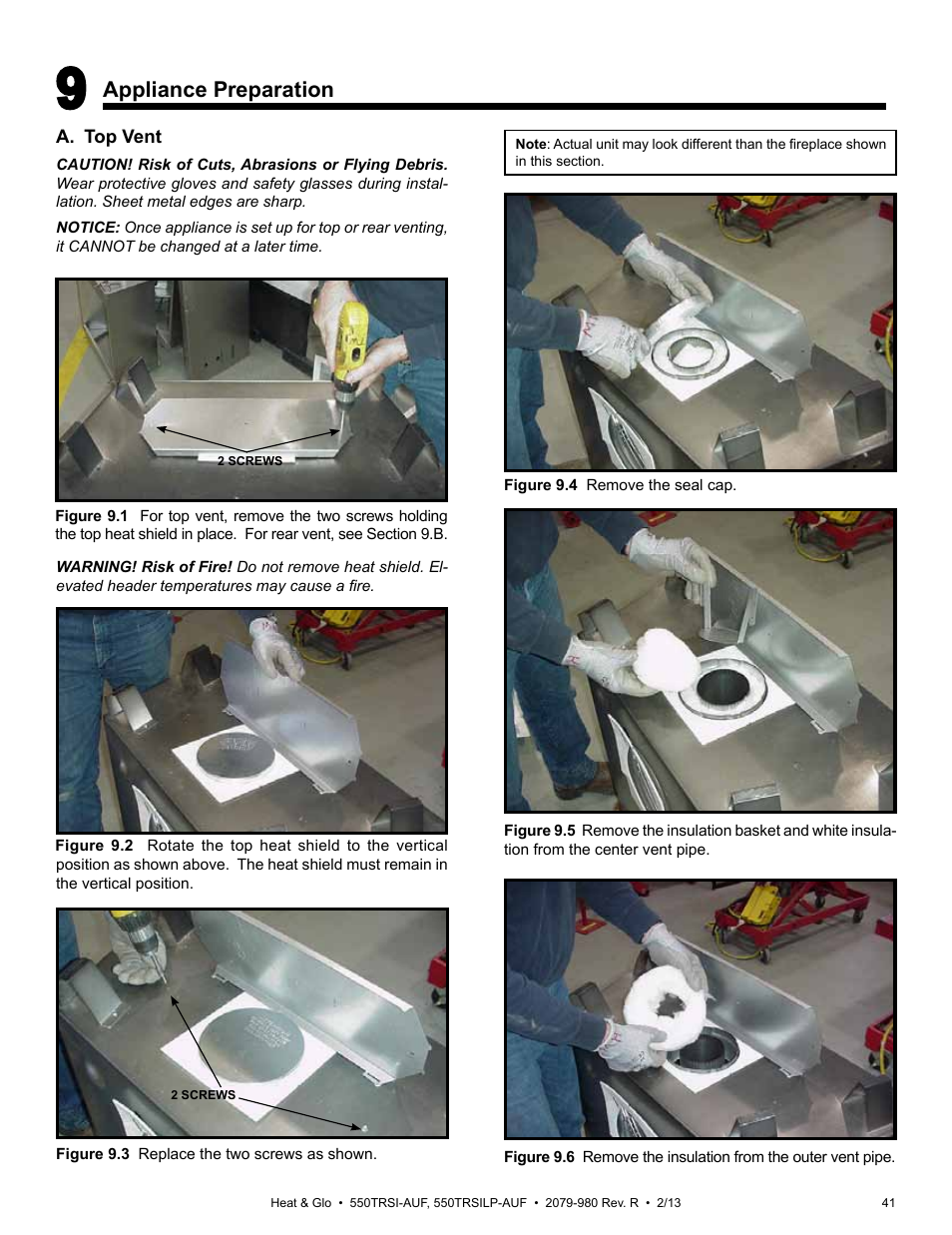 Appliance preparation | Heat & Glo Fireplace Heat & Glo 550TRSI-AUF User Manual | Page 41 / 80