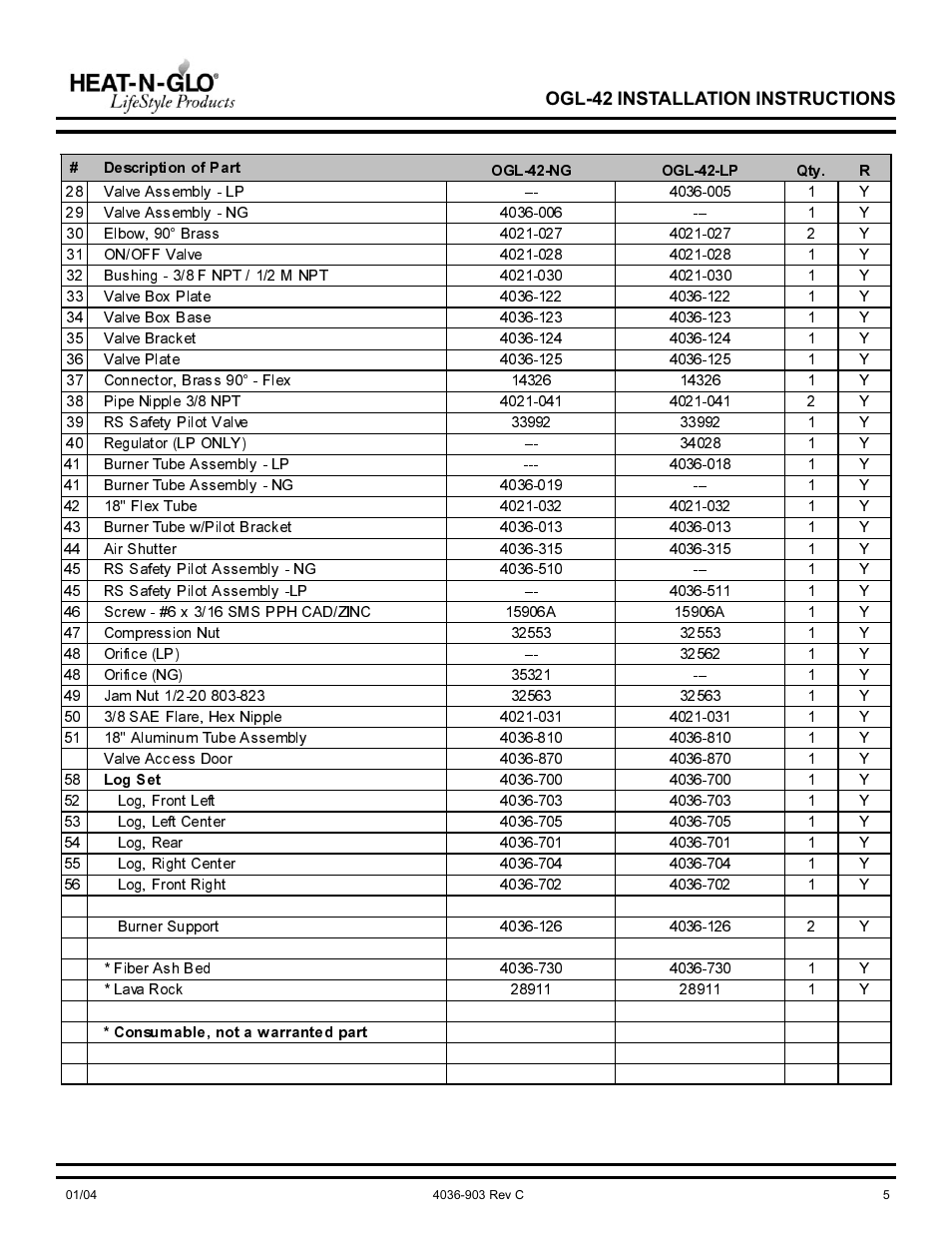 Heat & Glo Fireplace OGL-42-NG User Manual | Page 5 / 12