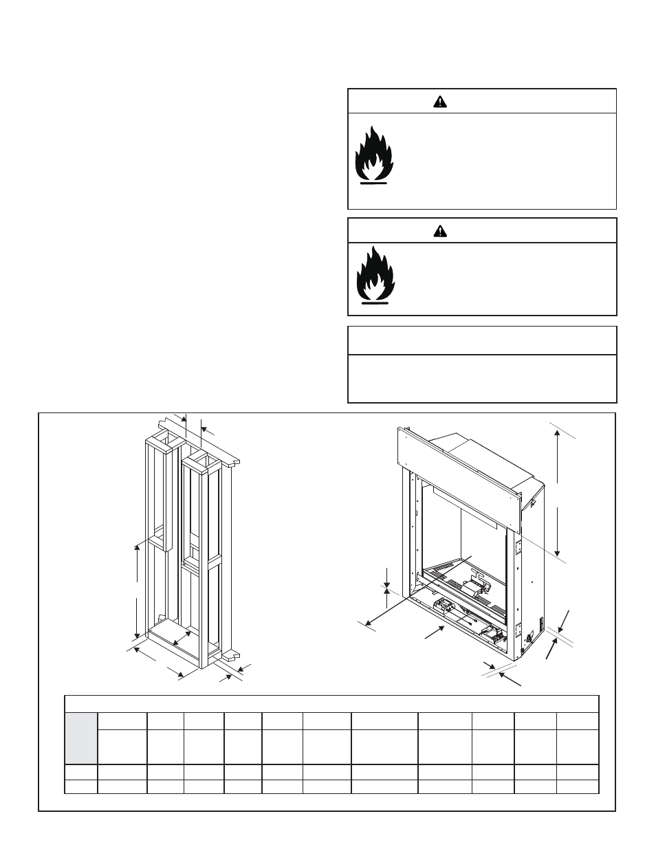 Warning, Caution, D. clearances | C. constructing the appliance chase | Heat & Glo Fireplace Soho24B 2137-900 User Manual | Page 8 / 55