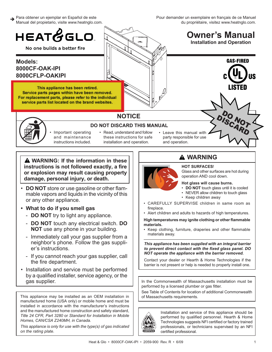 Heat & Glo Fireplace 8000CF-OAK-IPI User Manual | 58 pages