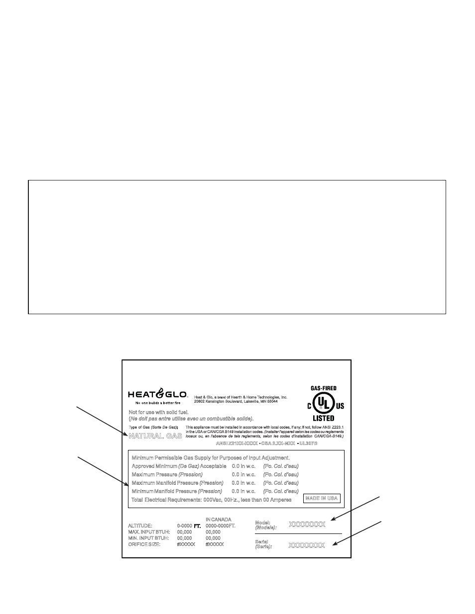 Listing label information/location, Homeowner reference information, Model number | Heat & Glo Fireplace 6000GLX-IPILP-S/-R User Manual | Page 2 / 72